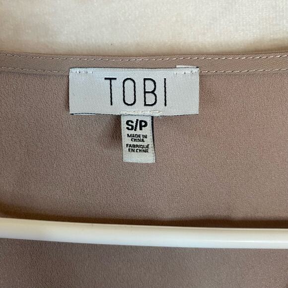 Tobi Brown Long Sleeve Tie Front Blouse Size Small - Picture 5 of 7